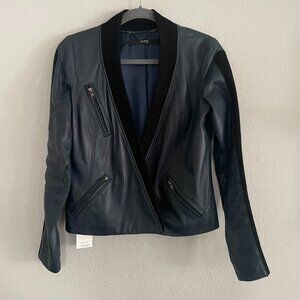 Cut 25 Iro Jacket navy and black leather jacket blazer